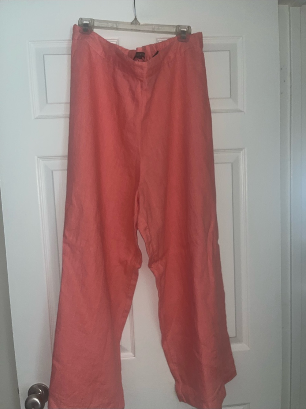 Coral Wide-Leg Linen Pants